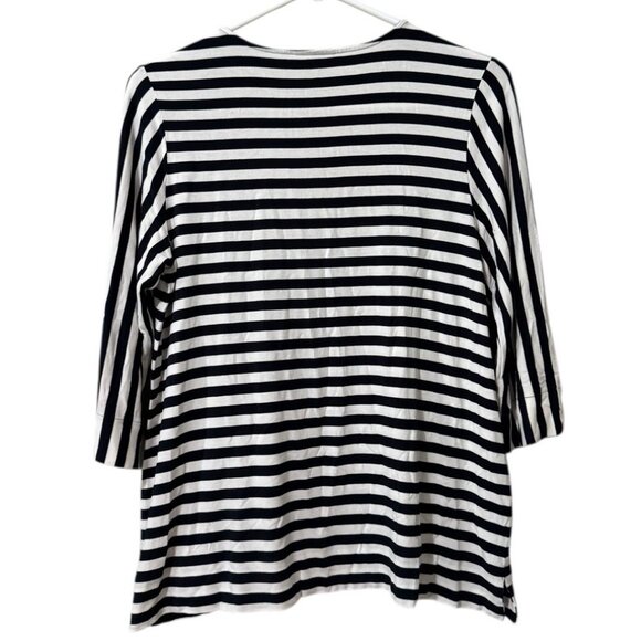 J Jill Wearever Collection Women Size Small Striped 3/4 Sleeve Shirt Stretch - Picture 2 of 12